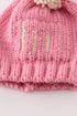 Pink pompom hi cable beanie hat