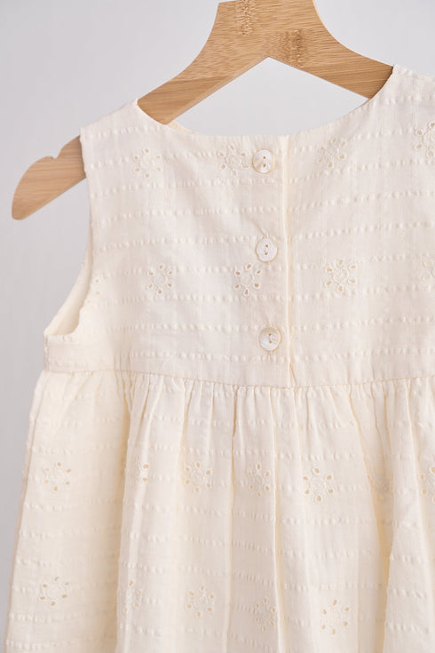 White hand embroidery lace dress