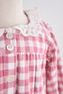 Pink gingham flannel lace dress