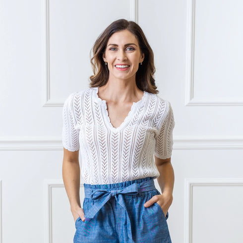 v-neck-pointelle-sweater Sophia's StyleSweaters-1