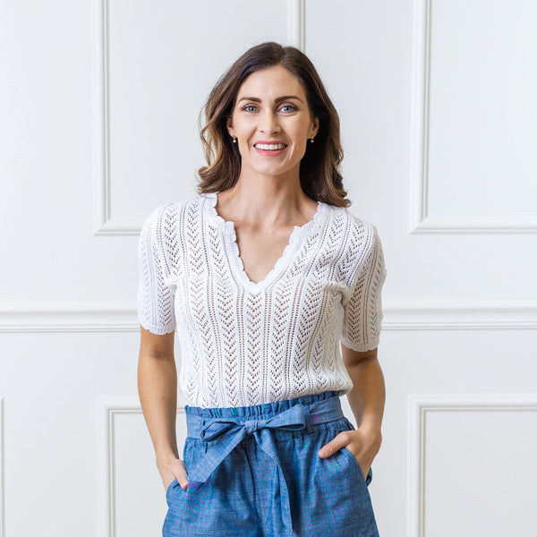 v-neck-pointelle-sweater Sophia's StyleSweaters-1