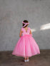 Big Girls Hot Pink Beaded Flower Appliques Tulle Junior Bridesmaid Dress 8-16