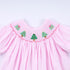 Pink christmas tree hand smocked ruffle pants set