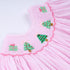 Pink christmas tree hand smocked ruffle pants set