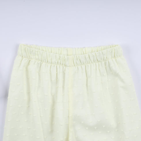 Mustard character hand smocked ruffle pants set