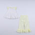 Mustard character hand smocked ruffle pants set