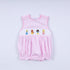 Pink princess hand smocked plaid bubble