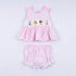 Pink princess hand smocked plaid bloomer set