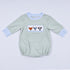 Sage cow hand smocked bubble