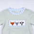 Sage cow hand smocked bubble