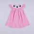 Pink character hand smocked dot ruffle dress