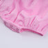Pink character hand smocked dot ruffle bubble
