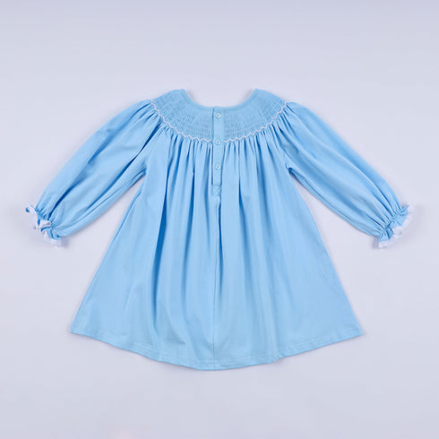 Blue nativity hand smocked dress