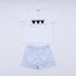 Blue character hand smocked gingham shorts set