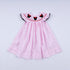 Red character hand smocked plaid ruffle dress