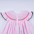 Red character hand smocked plaid ruffle dress