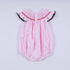 Red character hand smocked plaid ruffle bubble