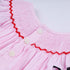 Red character hand smocked plaid ruffle bubble
