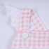 Pink character hand smocked gingham ruffle dress