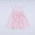 Pink character hand smocked gingham ruffle dress