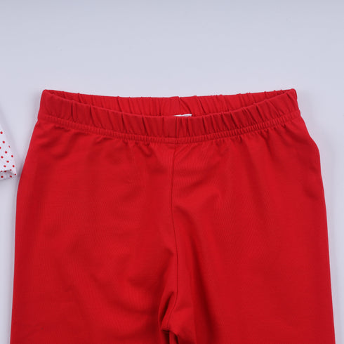 Red gingerbread hand smocked ruffle pants set