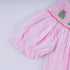 Pink christmas tree hand smocked ruffle romper
