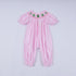 Pink christmas tree hand smocked ruffle romper