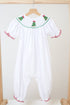 White chrismtas tree hand smocked girl romper