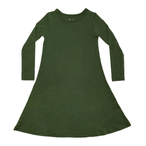 evergreen-bamboo-girls-long-sleeve-dress-bellabu-bear - Sophia's Style -2