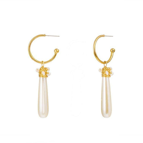 hoop-dangle-earring-with-fax-pearl-Sophia's StyleEarrings-1