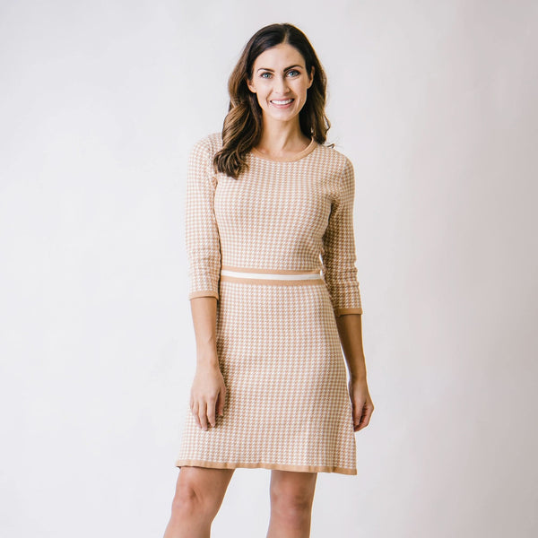 3-4-sleeve-fit-and-flare-sweater-dress-1 Sophia's StyleDresses-1