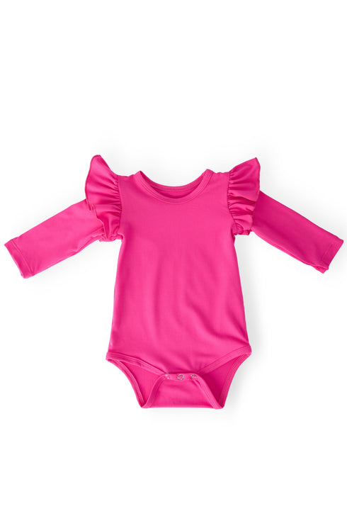 hot-pink-l-s-flutter-bodysuit Mila & Rose - Sophia's StyleFlutter Bodysuit L/S-1