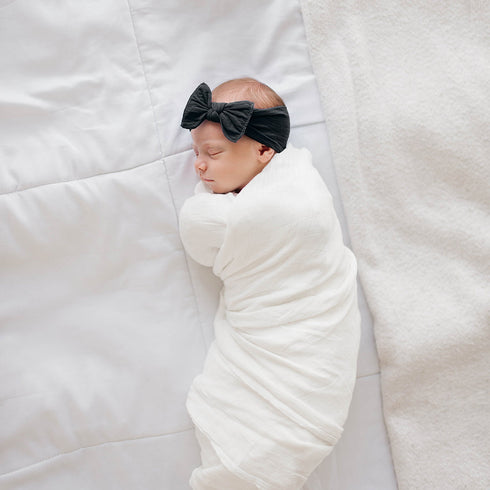 itty-bitty-knot-black Baby Bling Bows clips headbands - Sophia's Style-