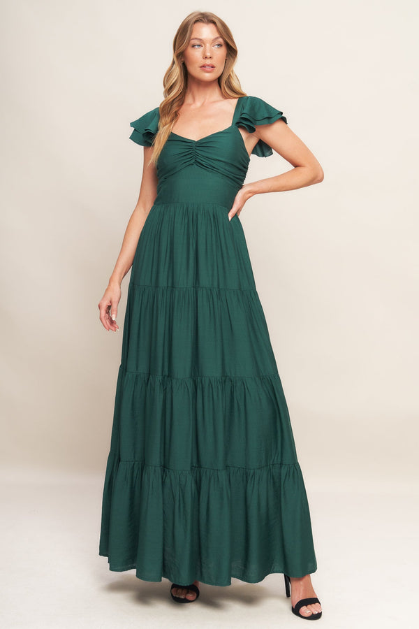 summer-milk-forest-green-woven-maxi-dress Flying Tomato - Sophia's StyleDRESSES-1