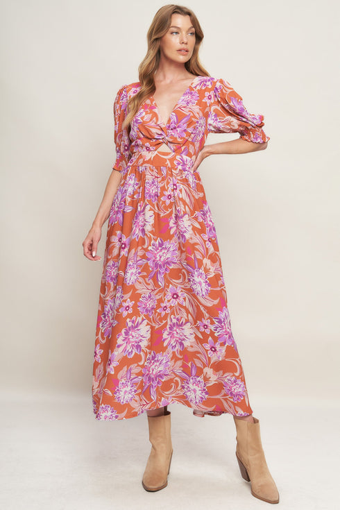 MEADOW SERENADE WOVEN MIDI DRESS