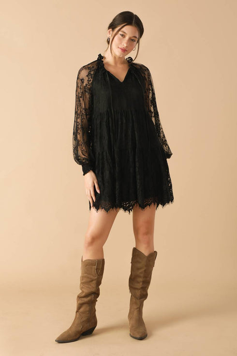 this-that-black-woven-lace-mini-dress Flying Tomato-Sophia's StyleDRESSES-1