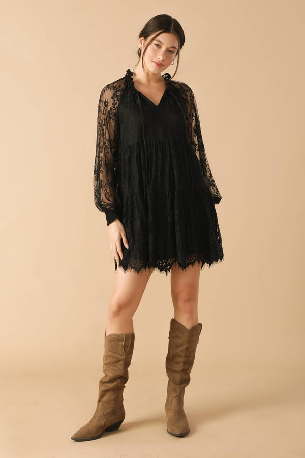 this-that-black-woven-lace-mini-dress Flying Tomato-Sophia's StyleDRESSES-1