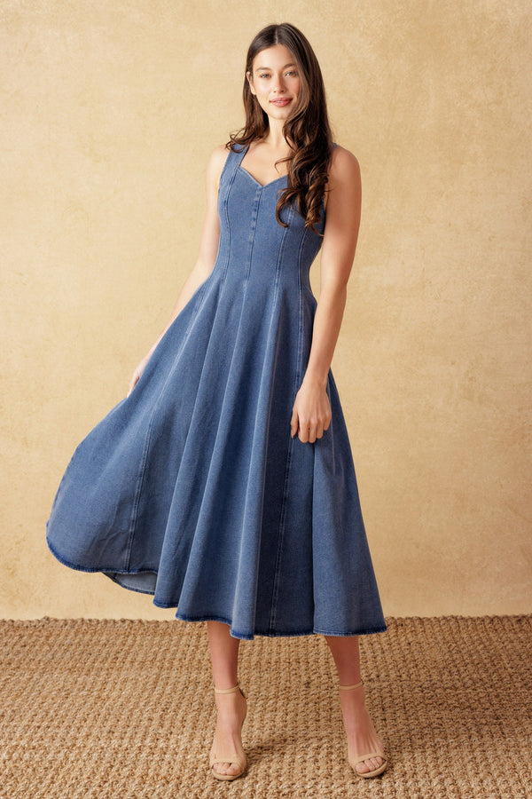 stars-ahead-denim-midi-dress Flying Tomato-Sophia's StyleDRESSES-1