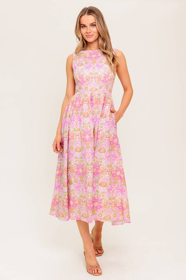 under-the-sun-pink-woven-midi-dress Flying Tomato-Sophia's StyleDRESSES-1