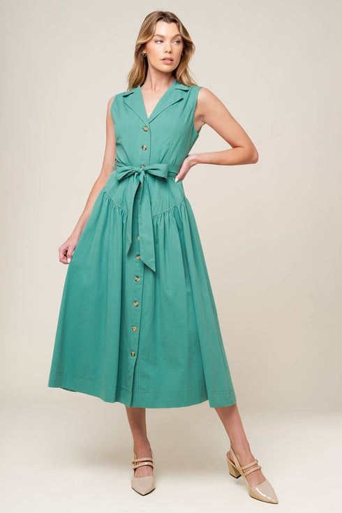 wishing-well-teal-green-woven-midi-dress Flying Tomato-Sophia's StyleDRESSES-1