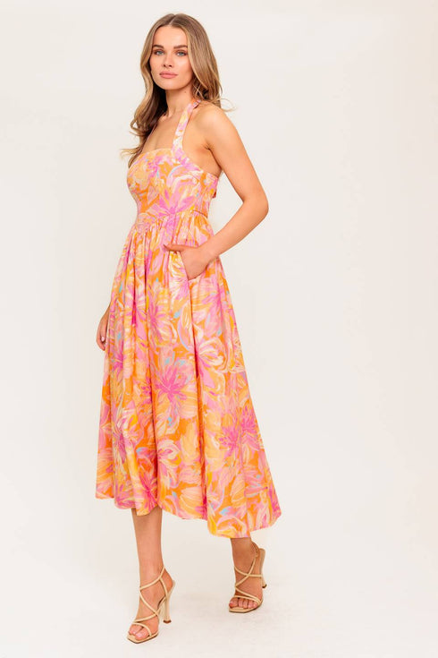 morning-bloom-coral-woven-midi-dress Flying Tomato-Sophia's Style-4