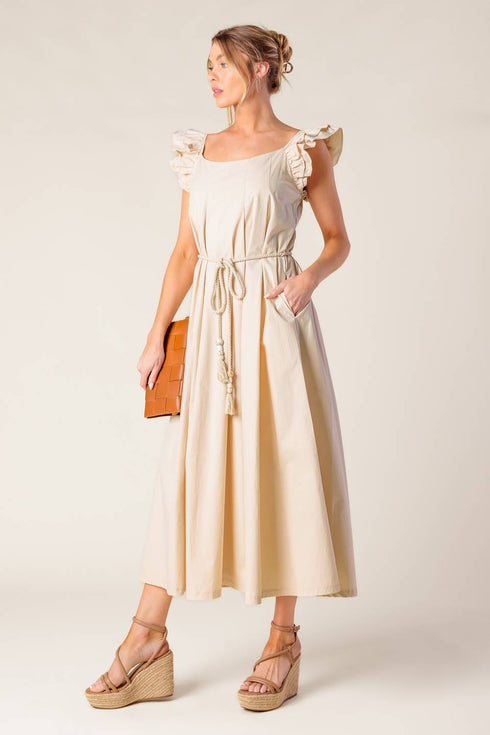 champagne-toast-taupe-woven-midi-dress Flying Tomato-Sophia's Style-7
