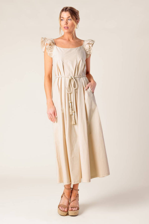 champagne-toast-taupe-woven-midi-dress Flying Tomato-Sophia's StyleDRESSES-1