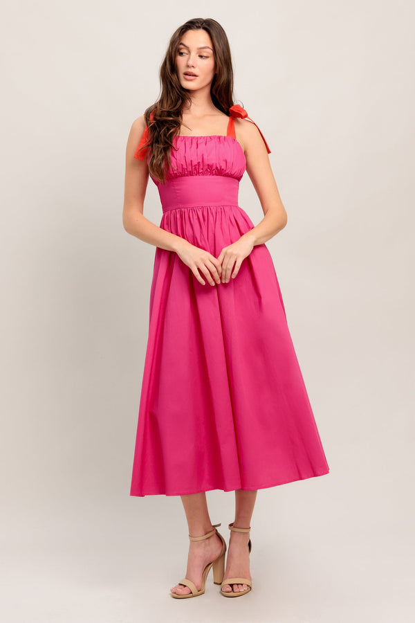 evening-delights-fuchsia-woven-midi-dress-1-flying-tomato-Sophia's StyleDRESSES-1