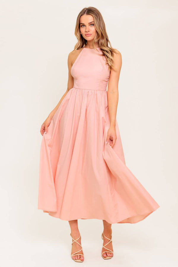 fern-kissed-coral-woven-midi-dress Flying Tomato-Sophia's StyleDRESSES-1