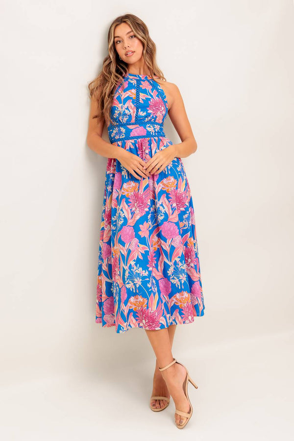 sun-kissed-flower-woven-midi-dress Flying Tomato-Sophia's StyleDRESSES-1