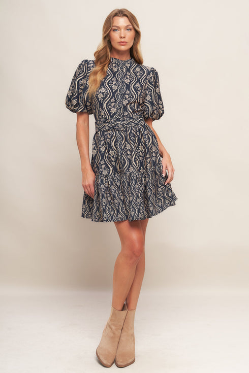 ornate-bloom-woven-mini-dress Flying Tomato - Sophia's StyleDRESSES-1