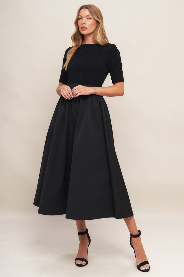 evening-grace-black-woven-midi-dress Flying Tomato - Sophia's StyleDRESSES-1