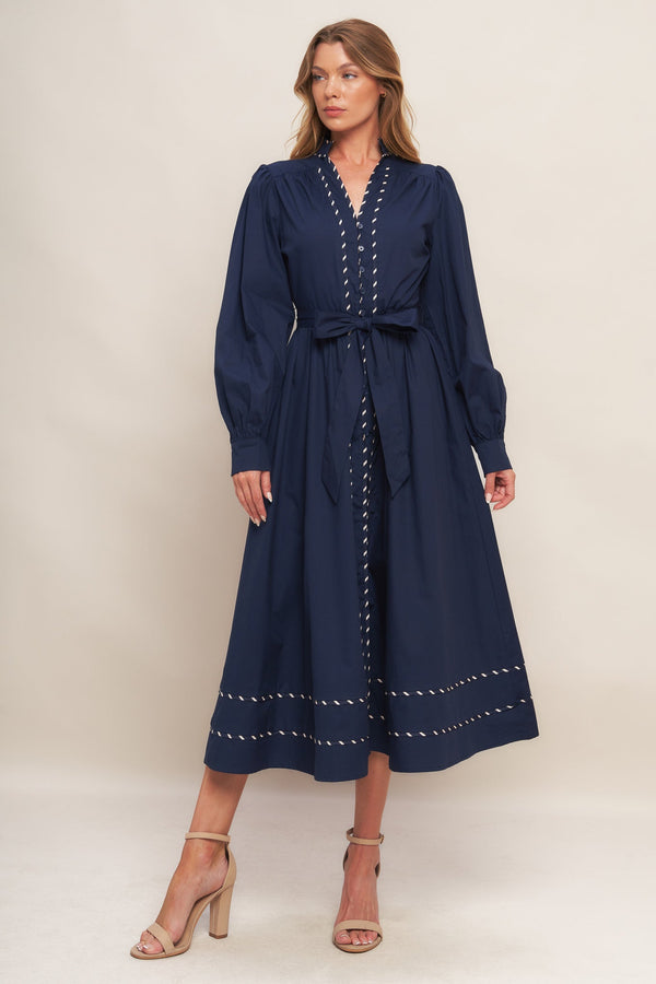 shine-bright-navy-long-slleve-woven-midi-dress Sophia's StyleDRESSES-1