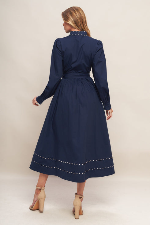 shine-bright-navy-long-slleve-woven-midi-dress Sophia's Style-3